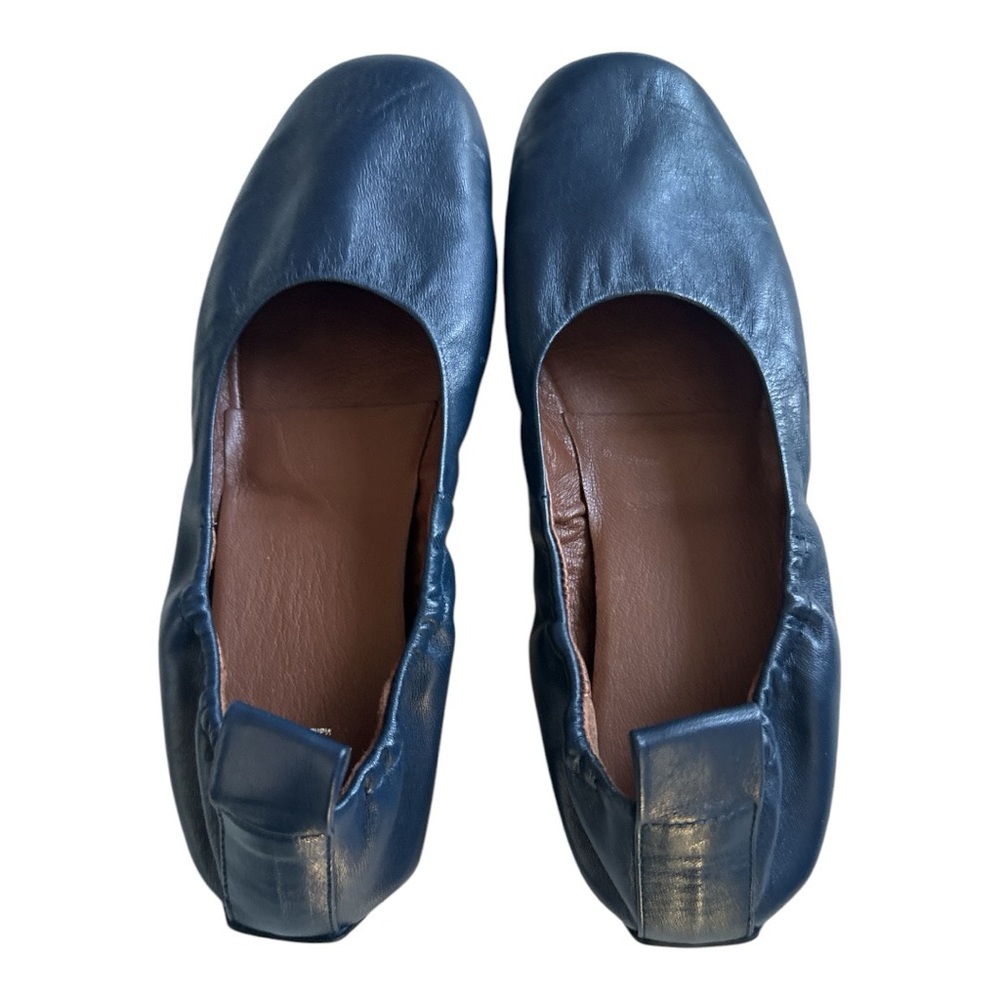 Aquatalia Navy Blue Leather Ballet Flats